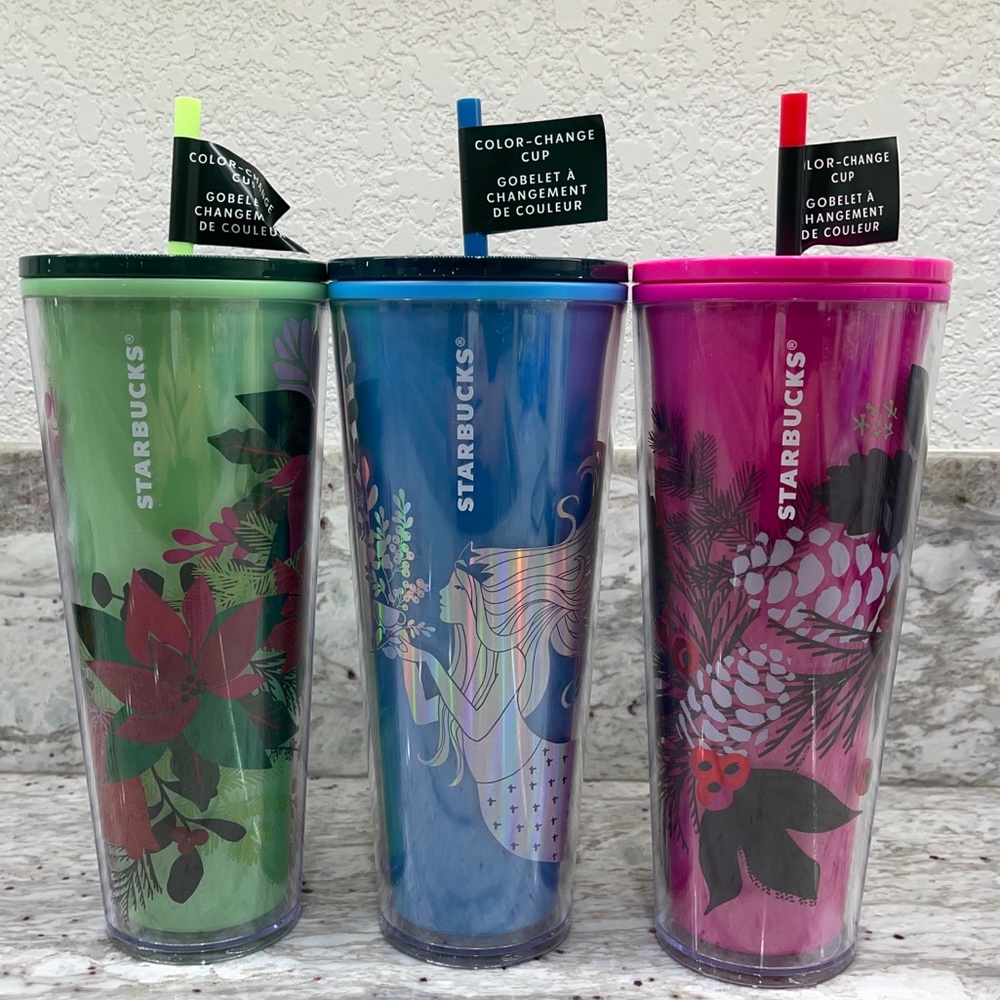 Starbucks NWT 2021 Holiday Limited Edition Set 3 Color Changing Tumblers- 24oz
